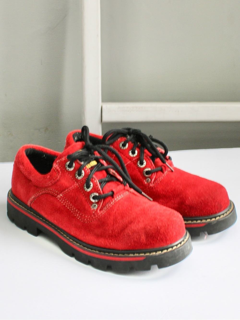 GBX VTG Men's Red Suede Leather Lace-Up Platform Oxford Lace-Up Shoes Size 9